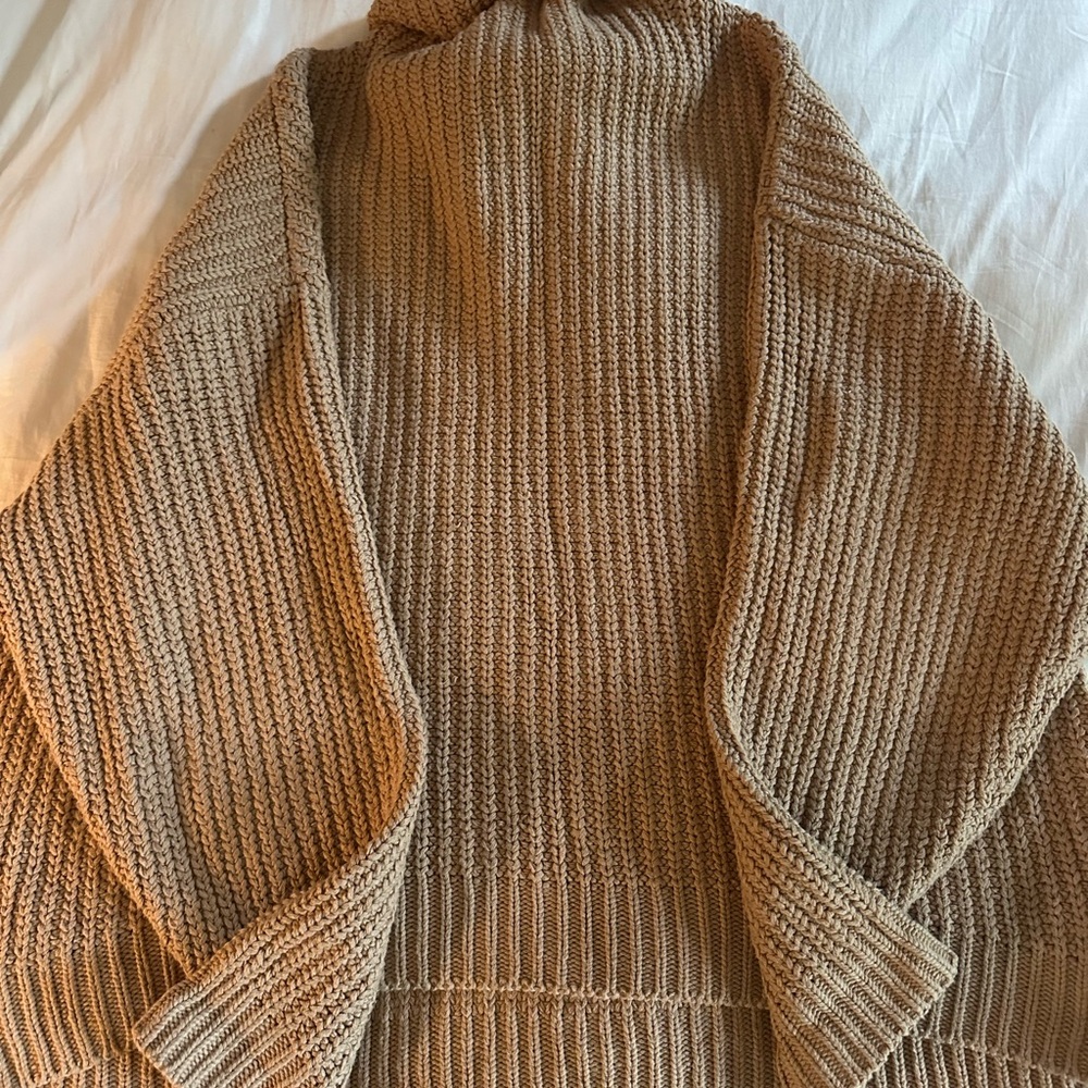 Free People Cozy Oversized Tan Knit Sweater for Women